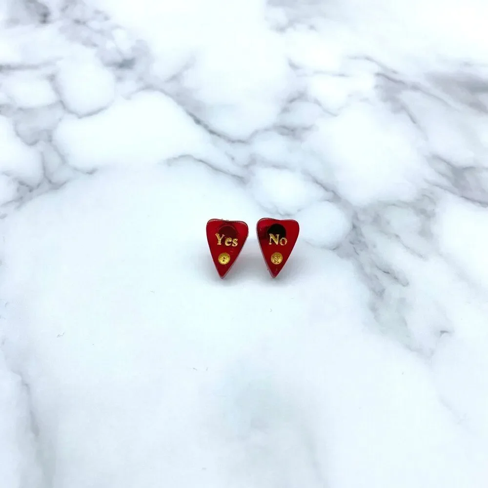 Blood Red Ouija Planchette Earrings
